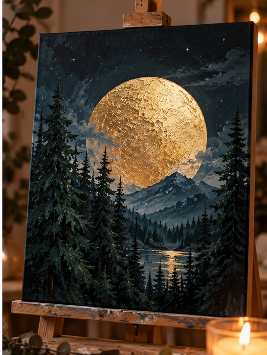 Paint & Coffee: Golden Moon: Acrylic Painting & Gilding Workshop | Nov 21 @ 11 AM