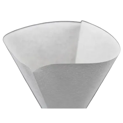 White paper filter cone on a black background