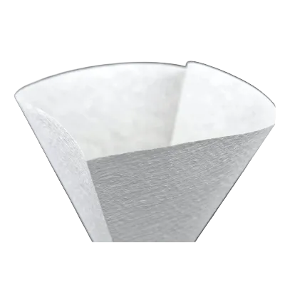 White paper filter in a cone shape on a black background