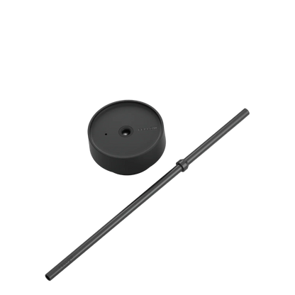 Black metal rod and circular component on a white background